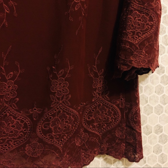 WAYF Embroidered Bell Sleeve Shift Dress - Picture 6 of 7